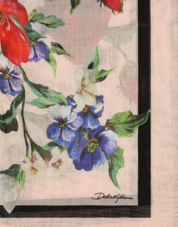 Dolce & Gabbana Large silk and cashmere scarf with floral print (140x140) Print FS209AGDC5H