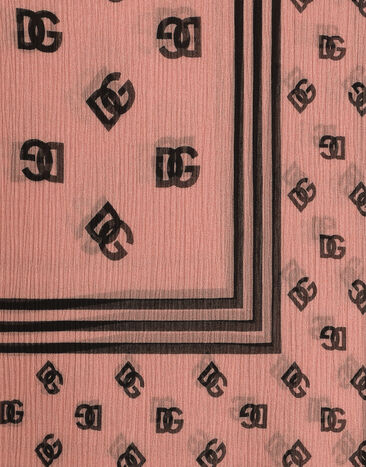 Dolce & Gabbana Silk crepon scarf with all-over DG logo print (120x200) Print FS182AGDB8B