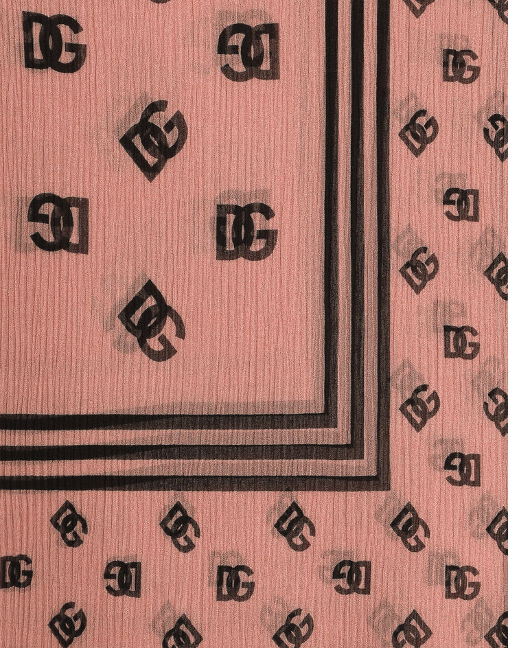 Dolce & Gabbana Silk crepon scarf with all-over DG logo print (120x200) Print FS182AGDB8B