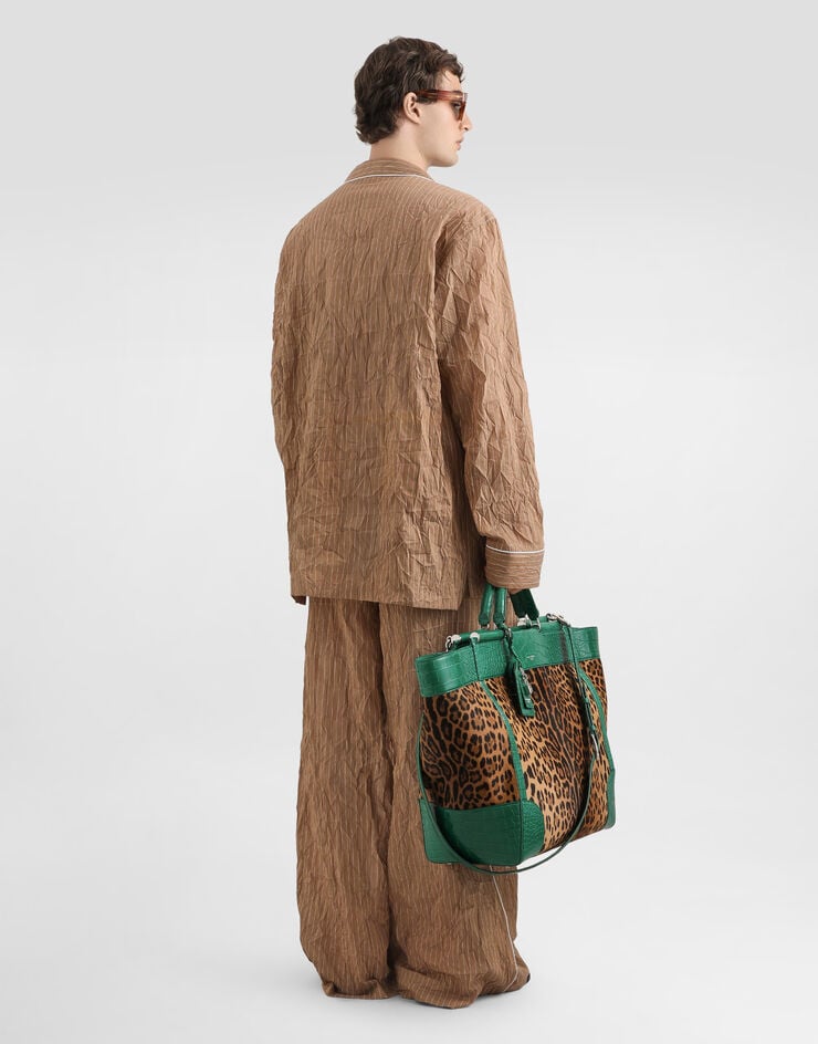 Dolce & Gabbana Crinkled striped fabric shirt-style vanity robe Multicolor G2WK2TFBMFT