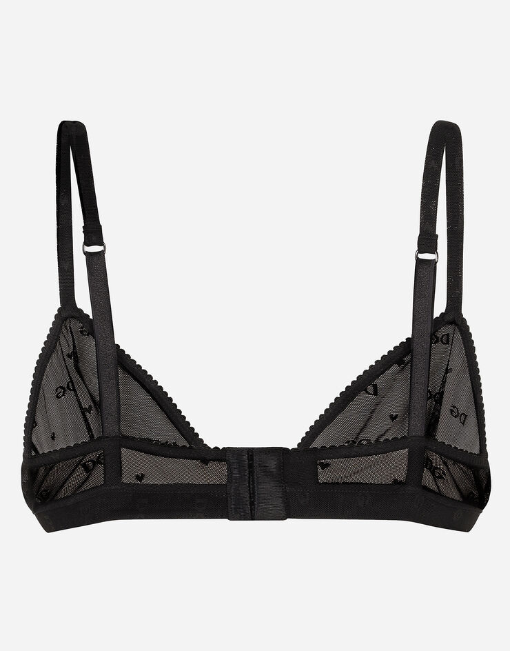 Dolce & Gabbana Jacquard tulle triangle bra Black O1B81TFLUAP