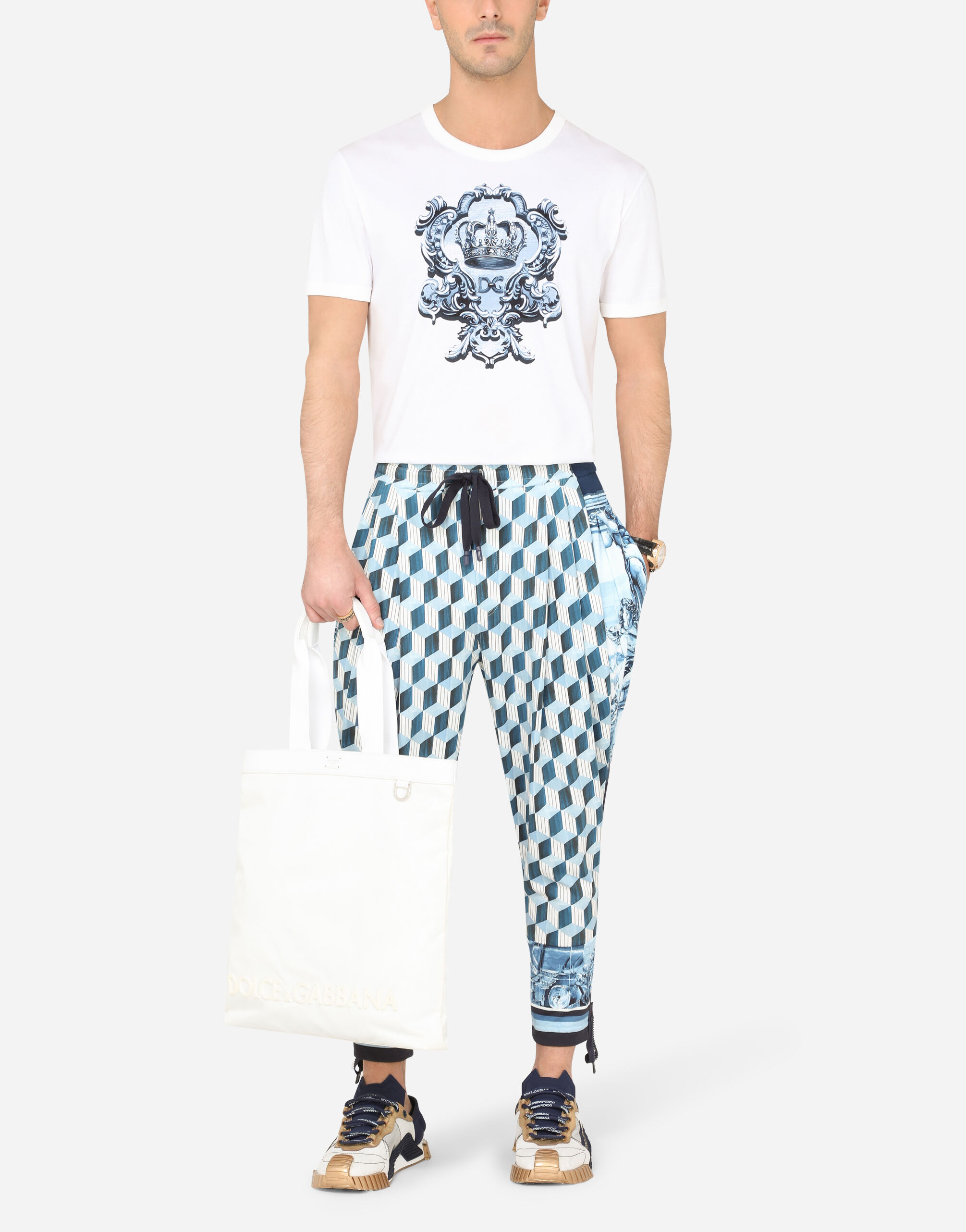 Dolce & Gabbana コットン ロゴ&プリント Tシャツ マルチカラー Tシャツ プリント コットン グレー マルチカラー ドルチェアンド