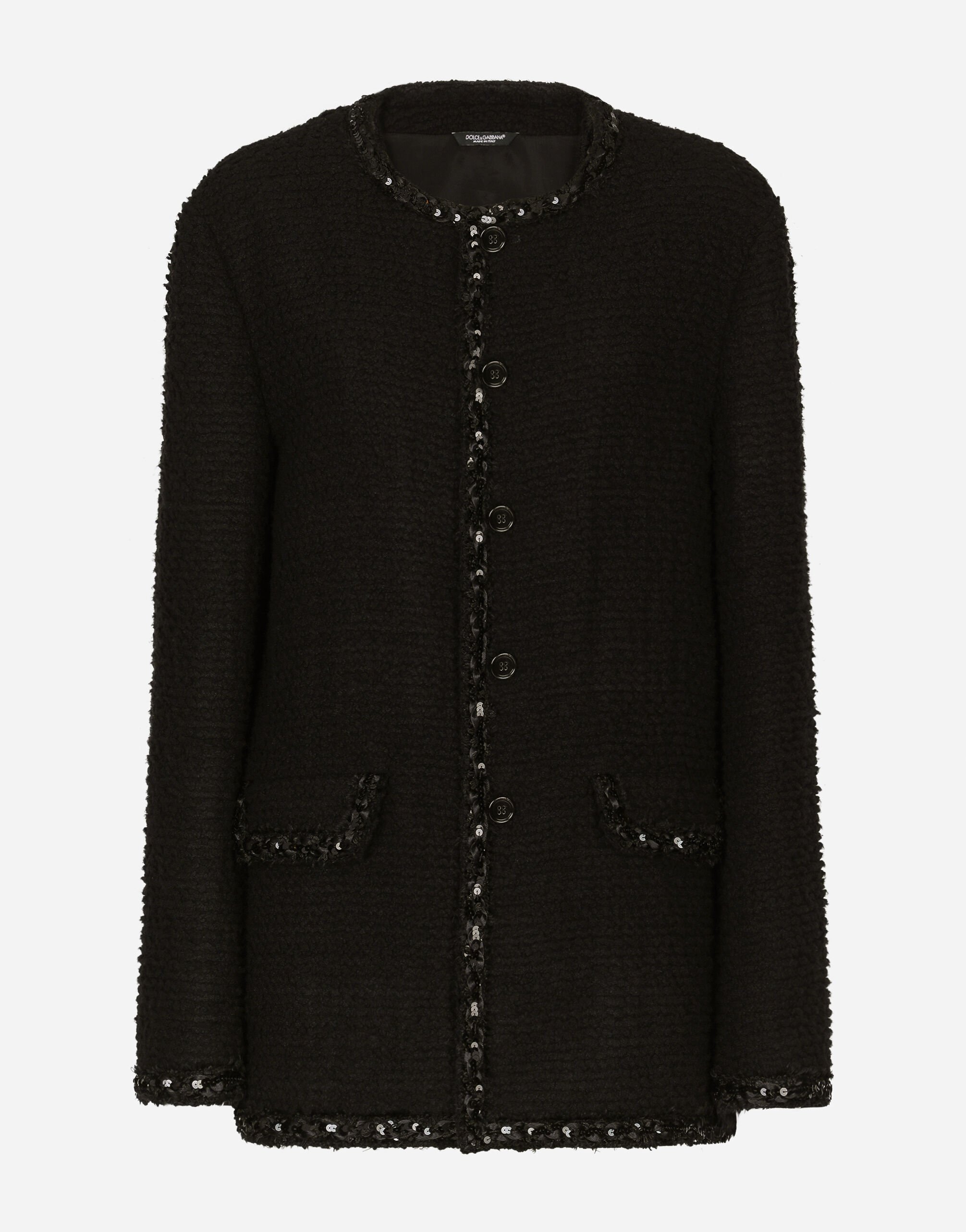 Veste droite en tissu boucle en Noir pour femme Dolce Gabbana