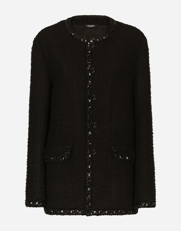 Dolce&Gabbana Single-breasted bouclé jacket Black F0B6ATHJMOK