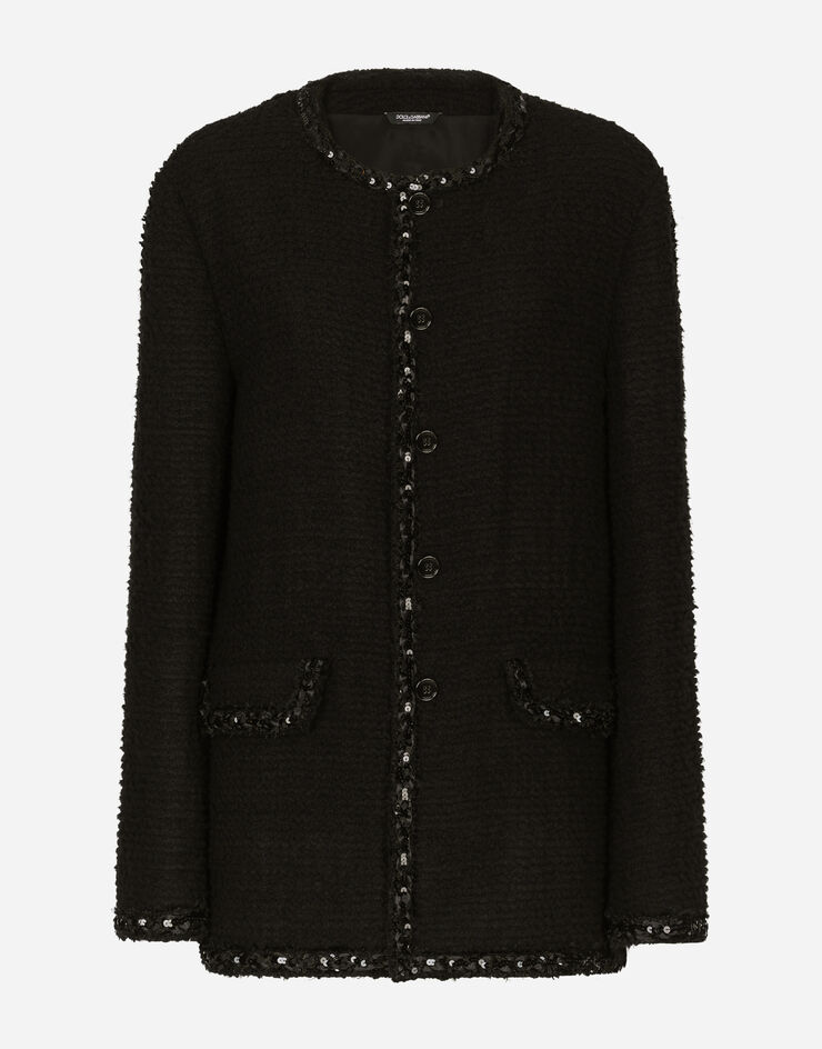 Dolce & Gabbana Single-breasted bouclé jacket Black F26V6TFUMOG