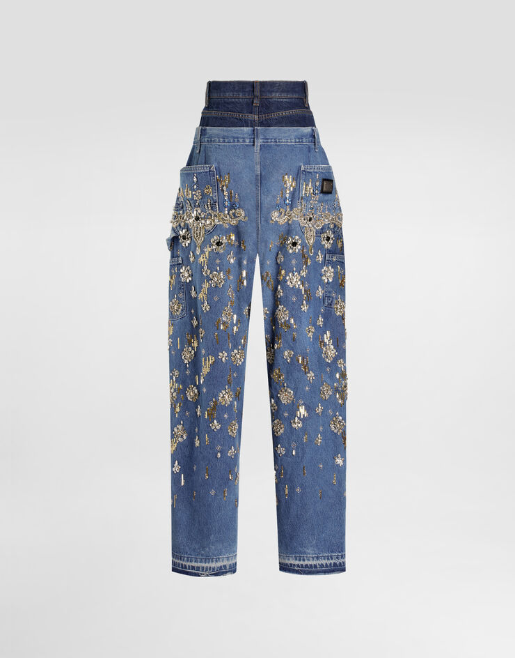 Dolce & Gabbana 5-pocket embroidered denim jeans Multicolor FTDF9ZG8OG1