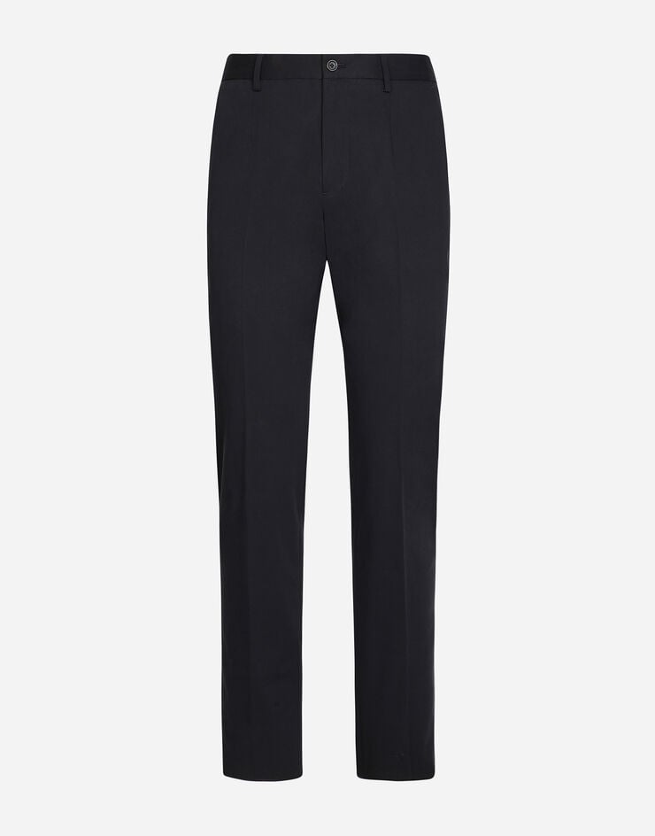Dolce & Gabbana Stretch cotton pants with branded tag Blue GVB6ETFUFMJ