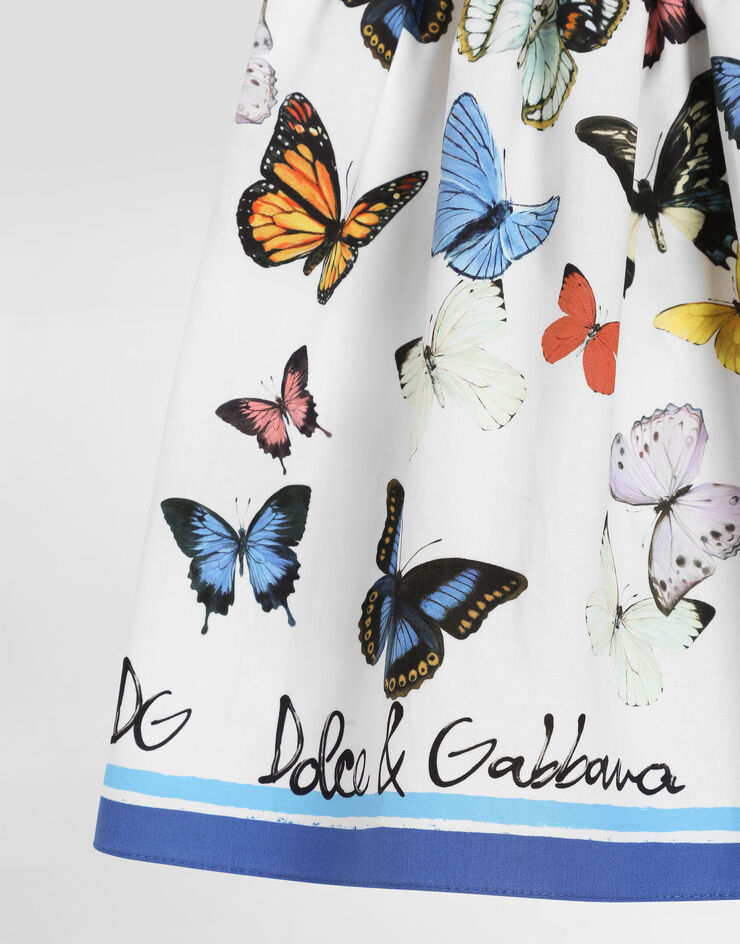 Dolce & Gabbana Kleid aus Popeline mit Schmetterlingsprint Print L24DE0FI5KS