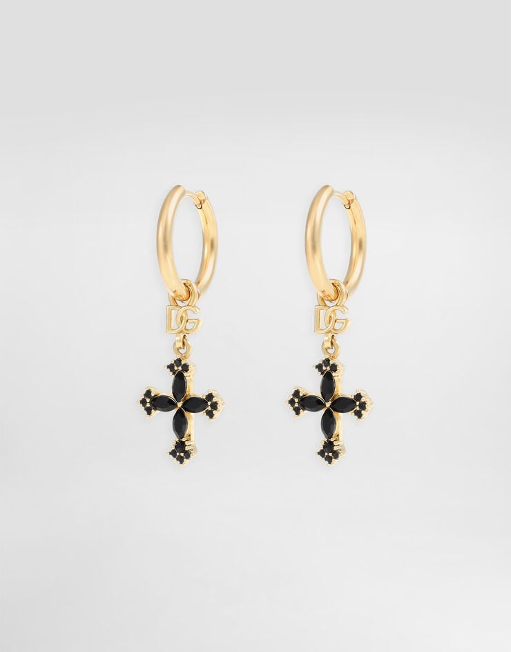 Dolce & Gabbana Hoop earrings with crosses and rhinestones Gold WEQ4S1W1111
