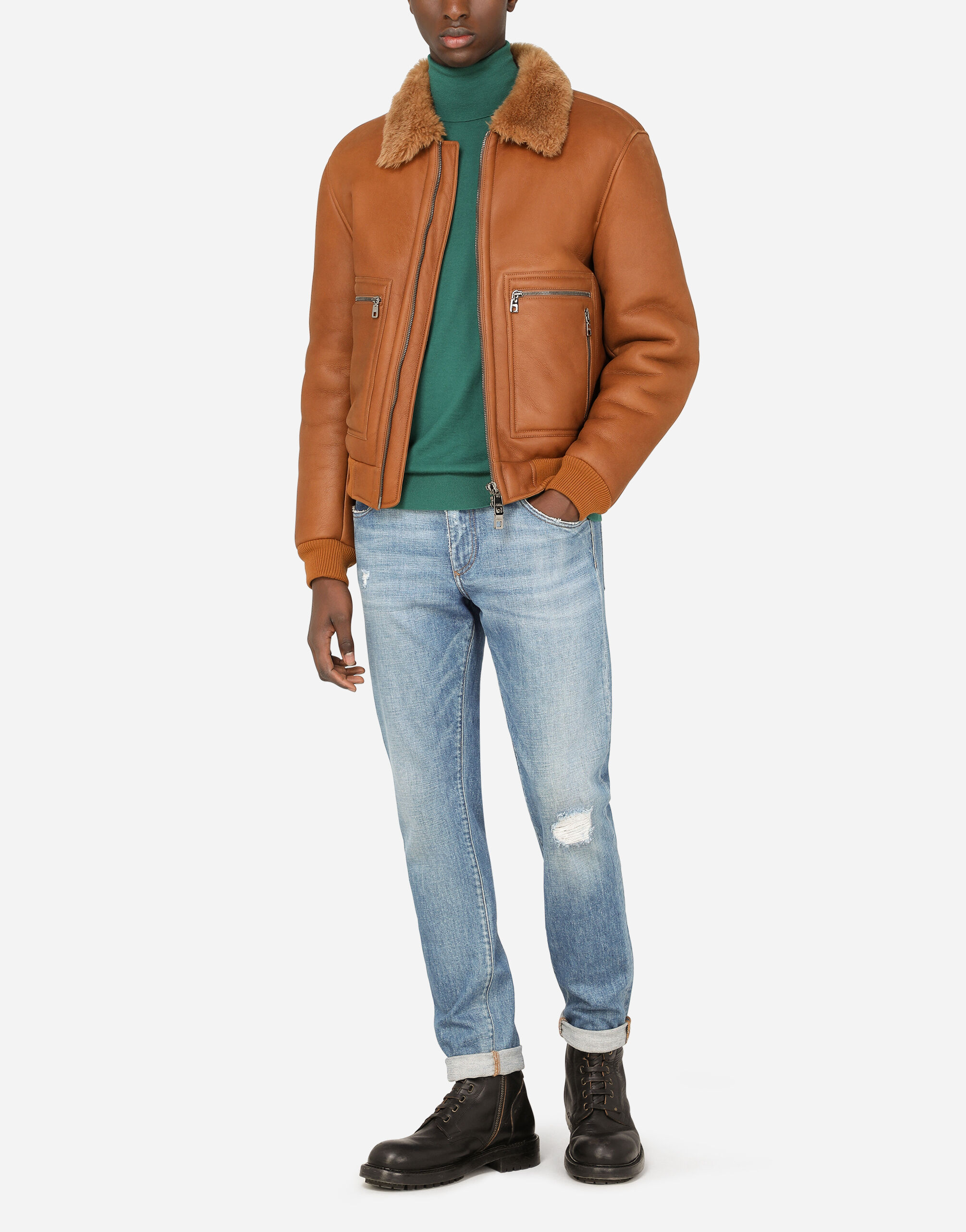 Dolce and gabbana shearling jacket outlet