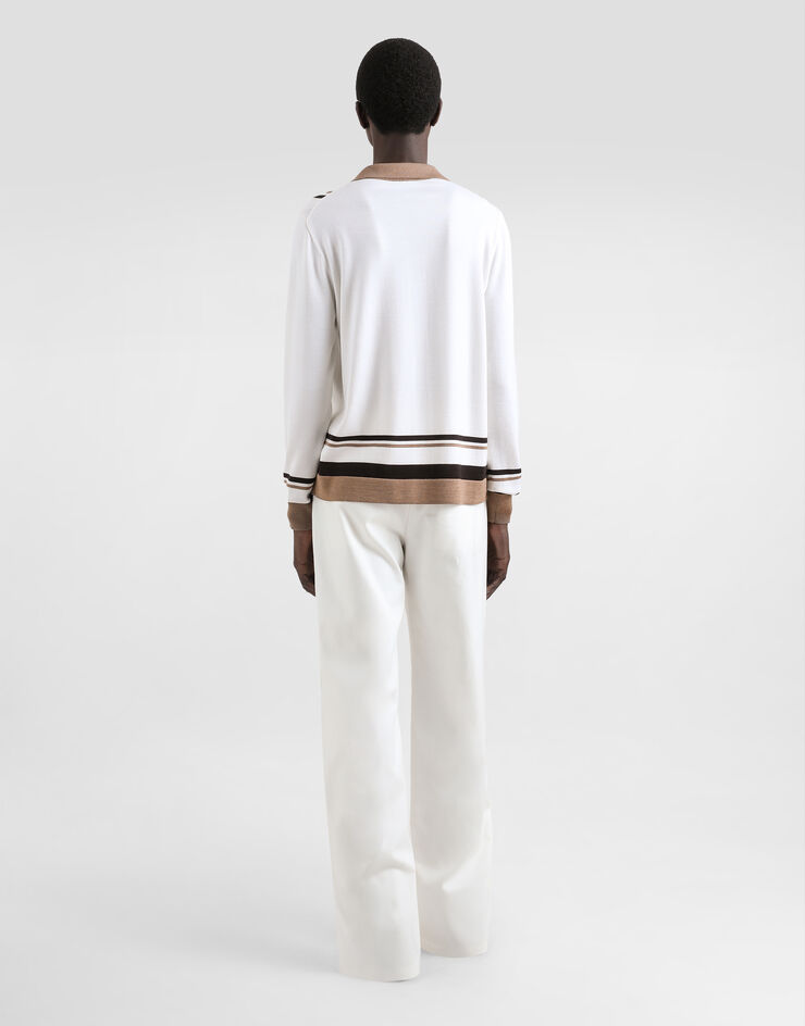 Dolce & Gabbana Wool cardigan with DG embroidery Beige GXV35ZJFMDU