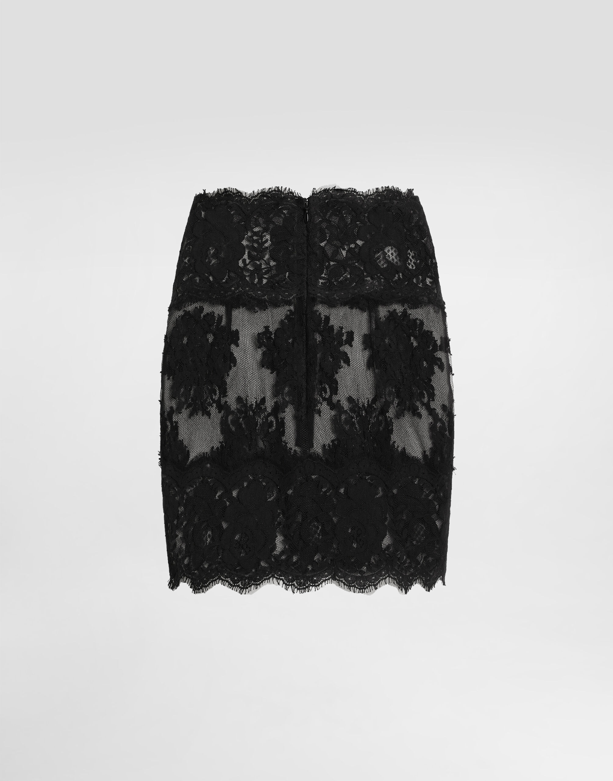 Short skirt in chantilly lace in Black for Women | Dolce&Gabbana® US