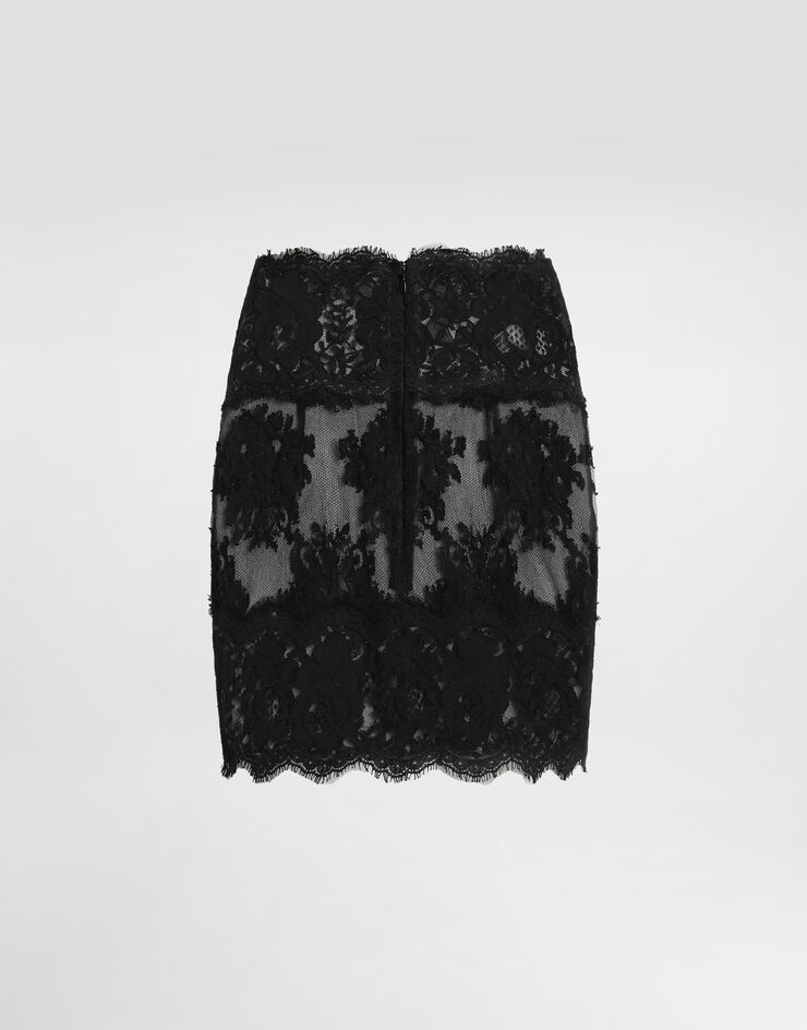 Dolce & Gabbana Short skirt in chantilly lace Black F4C7VTHLMO7