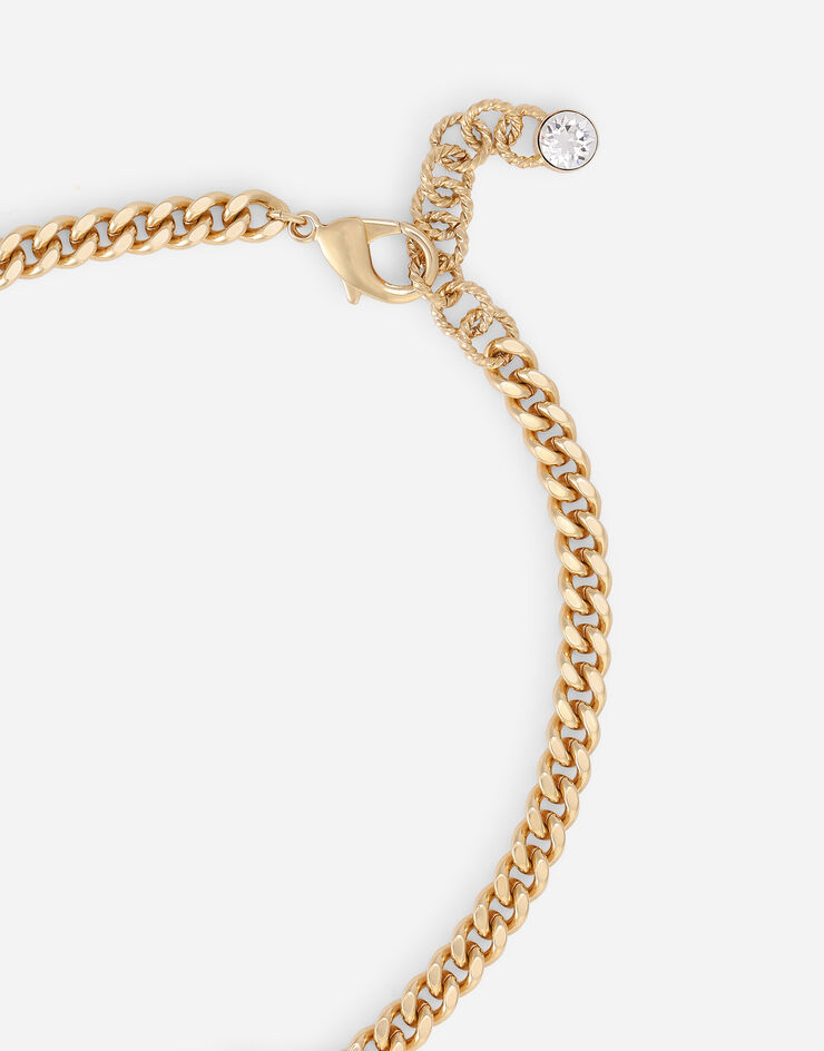 Dolce & Gabbana Collar redondo de cadena con strass y logotipo DG Dorado WNN6L1W1111