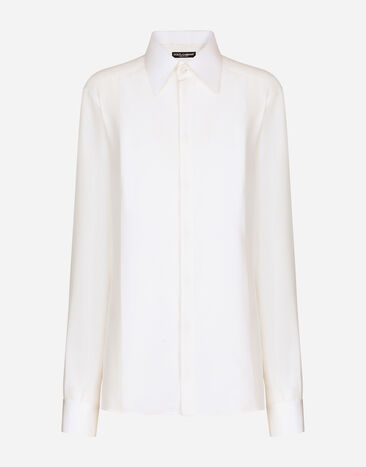 Dolce&Gabbana Bluse aus Seiden-Crêpe-de-Chine Weiss F5R36TFU1UQ