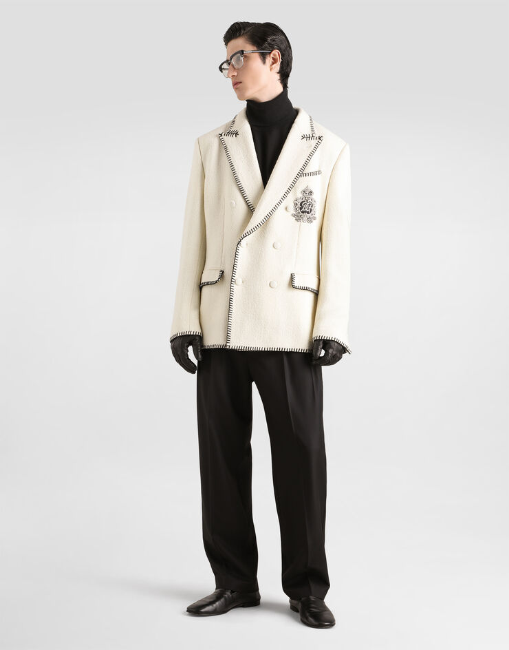 Dolce & Gabbana Tweed double-breasted jacket with embroidery  G2VI5ZFUZEK