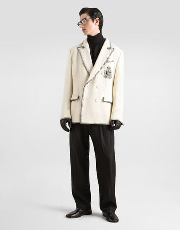 Dolce & Gabbana Tweed double-breasted jacket with embroidery Dolce & Gabbana Tweed double-breasted jacket with embroidery G2VI5ZFUZEK