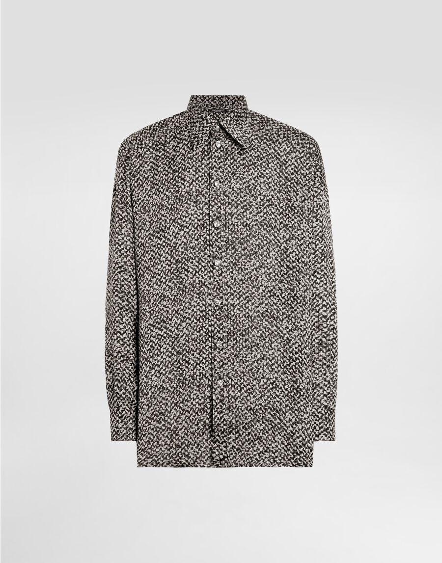 Chiffon shirt with bouclé print