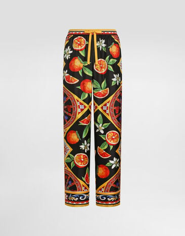 Dolce & Gabbana Carretto-print vanity silk twill trousers Dolce & Gabbana Carretto-print vanity silk twill trousers Multicolor GVRMATHI14M