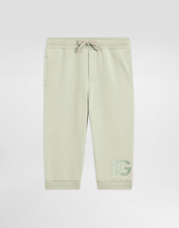 Dolce & Gabbana Oversized fleece trousers with DG embroidery Green L1JPGRG7PJP