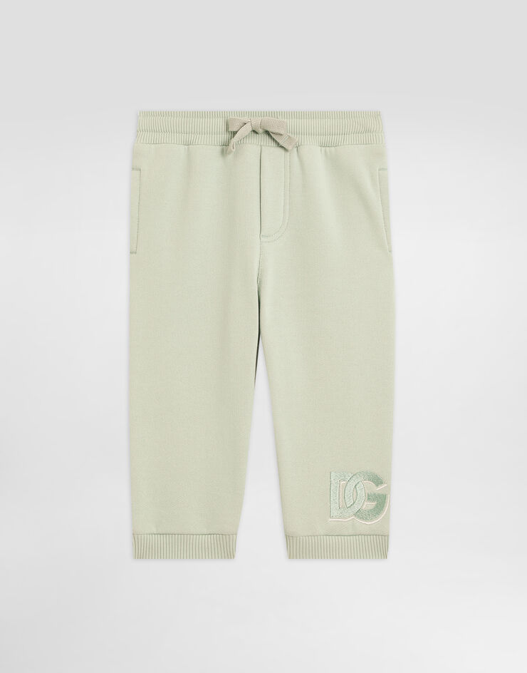 Dolce & Gabbana Oversized fleece trousers with DG embroidery Green L1JPGRG7PJP