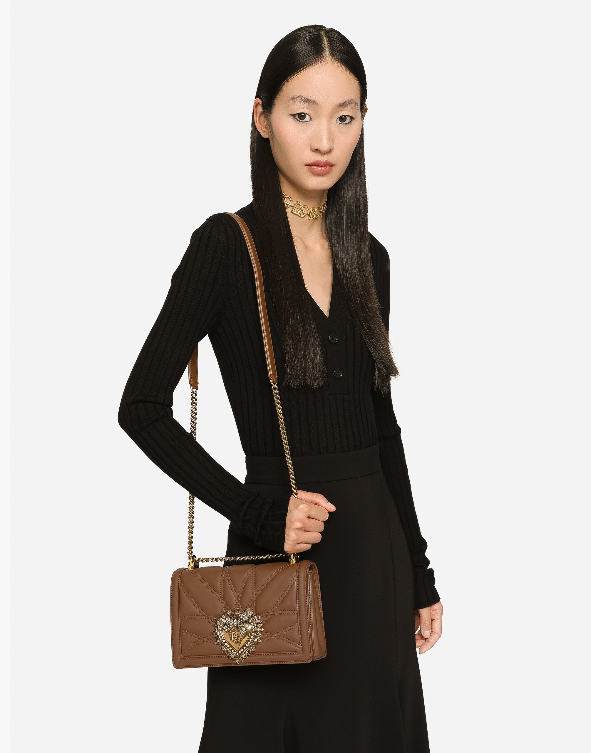 Medium Devotion shoulder bag in Beige for Women Dolce Gabbana
