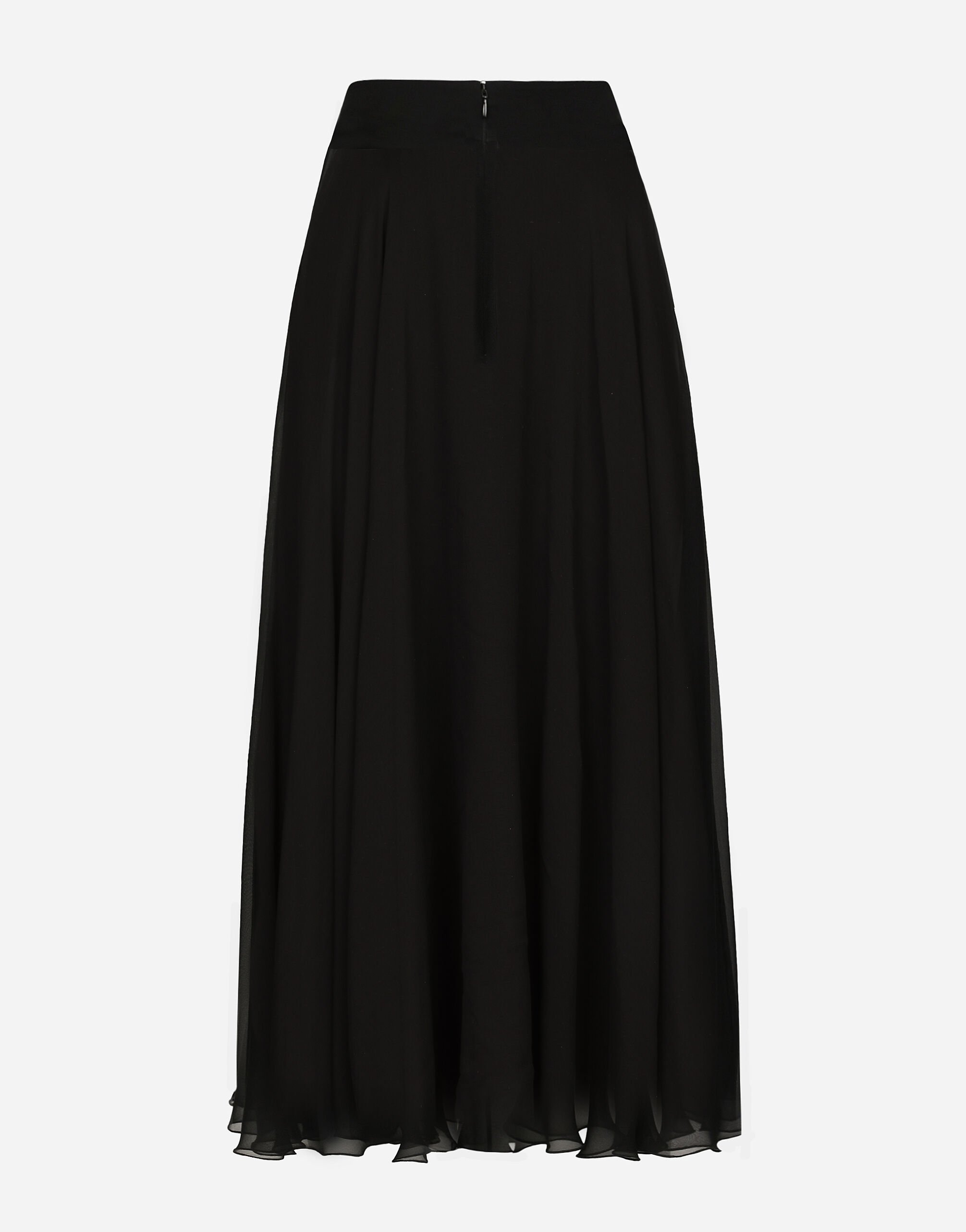 Dolce & Gabbana Chiffon calf-length circle skirt Black FXO05ZJFMBC