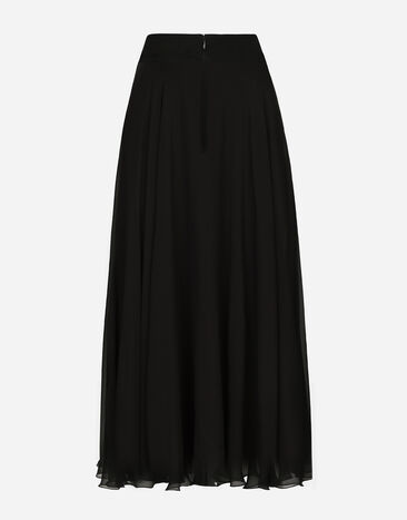 Dolce & Gabbana Chiffon calf-length circle skirt Black F4CSOTFU1AT