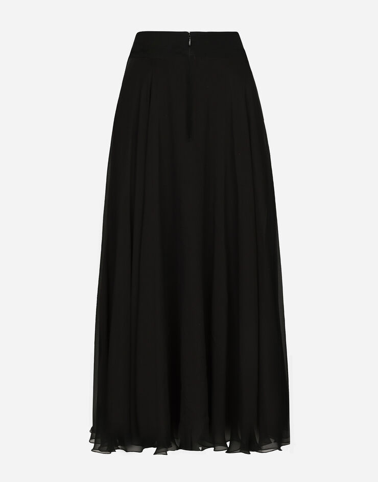 Dolce & Gabbana Chiffon calf-length circle skirt Black F4CSOTFU1AT
