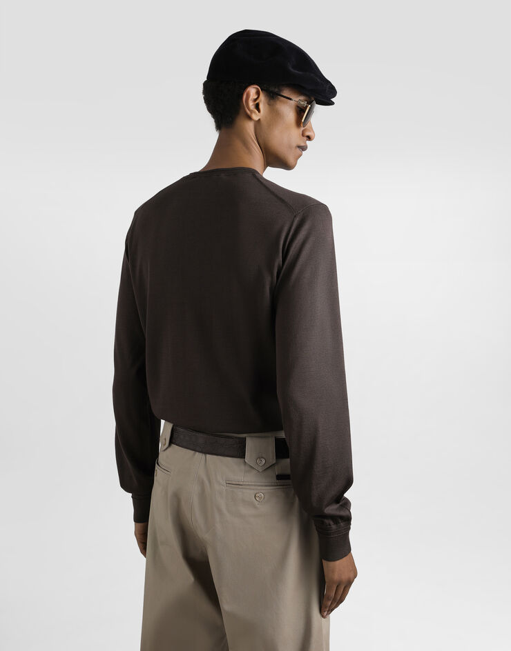 Dolce & Gabbana Silk crewneck pullover Dolce & Gabbana Silk crewneck pullover Brown GXX02ZJBSLV