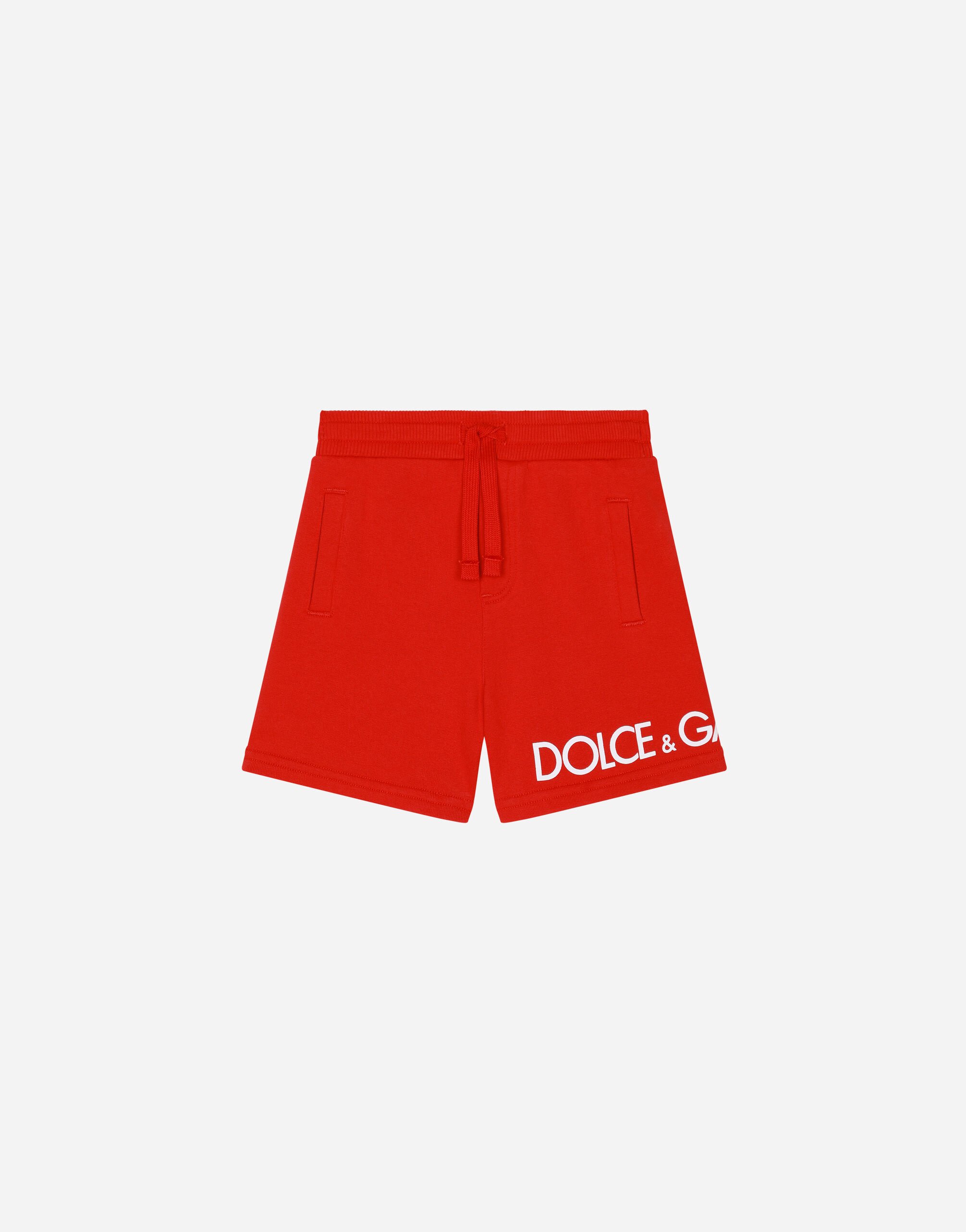 Dolce & Gabbana Jersey jogging shorts with logo print Red L1JWHMG7IXP