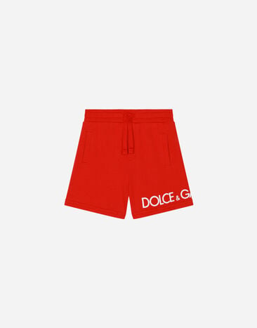Dolce & Gabbana Jersey jogging shorts with logo print Azul Claro L1JQR0G7L0X