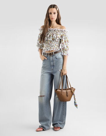 Dolce & Gabbana Top en popelina con estampado de microflores Multicolor F7BG4THS5T9