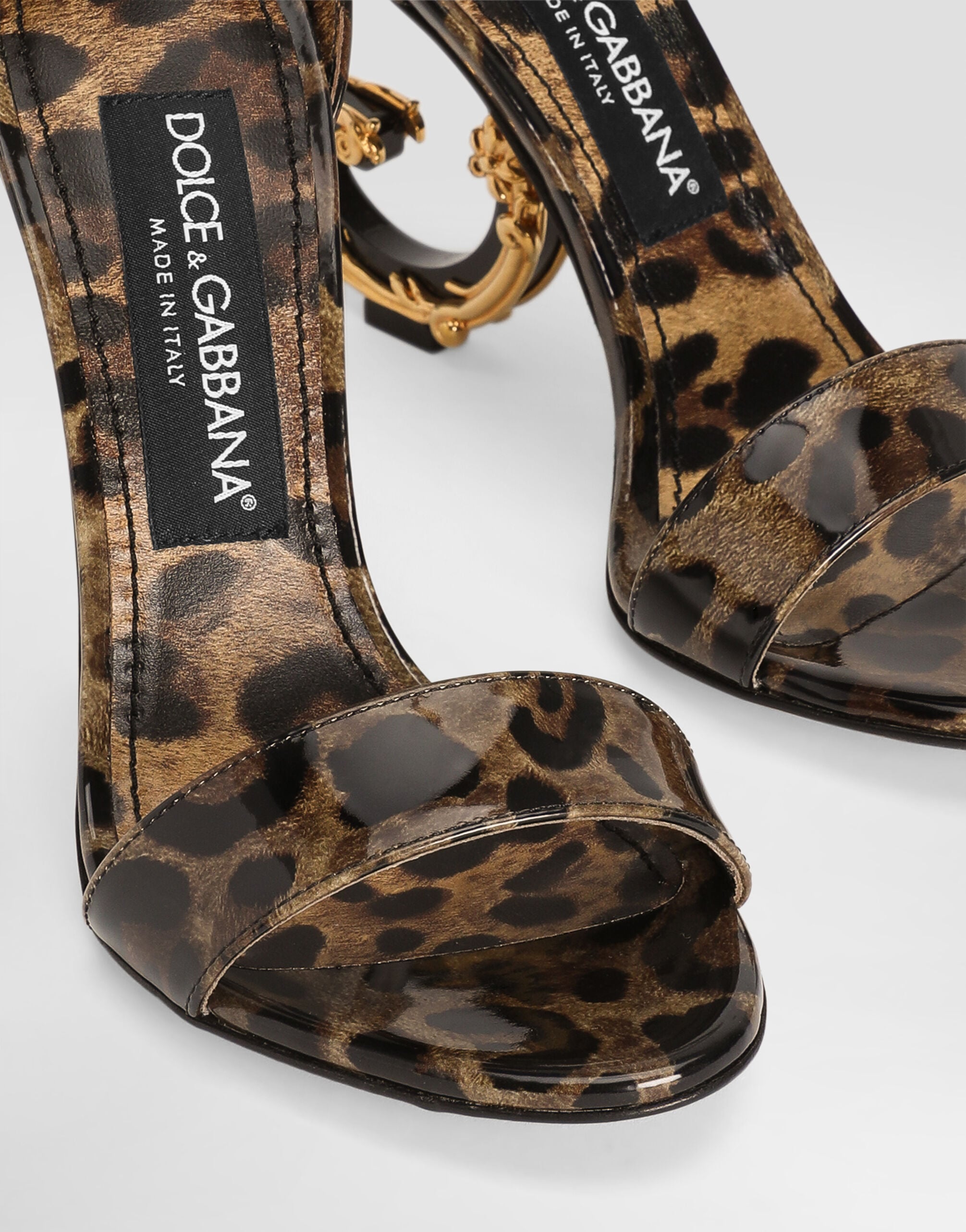 Printed polished calfskin Baroque DG sandals in Animal Print for