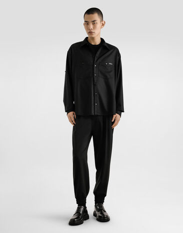 Dolce & Gabbana Oversized flannel shirt Black G5NI3TFU21Q