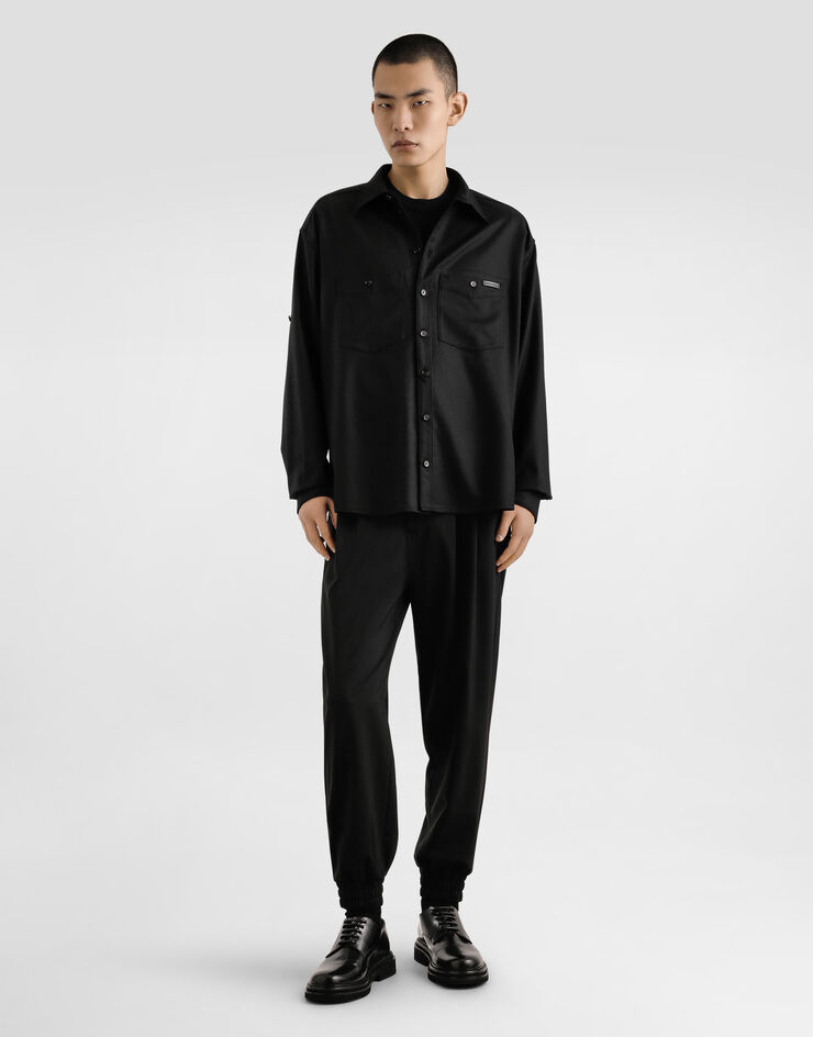 Dolce & Gabbana Oversized flannel shirt Black G5NI3TFU21Q