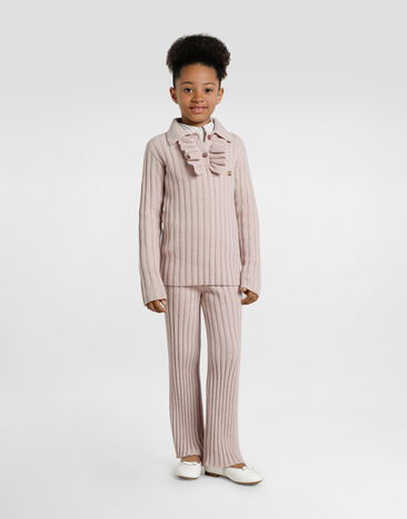 Dolce & Gabbana Polo en laine côtelée avec ruches Pink L5KWMGJDVCW