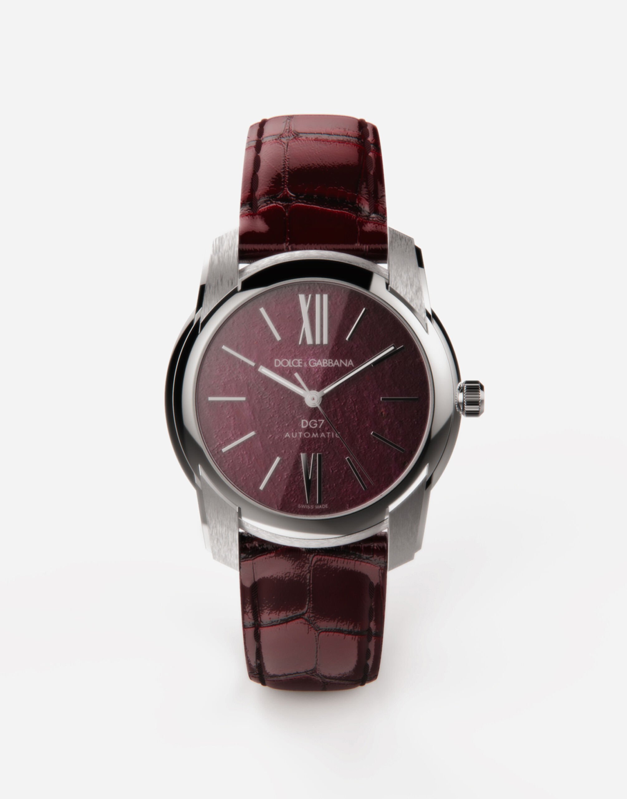 DG7 watch in steel with ruby in Bordeaux for | Dolce&Gabbana® US