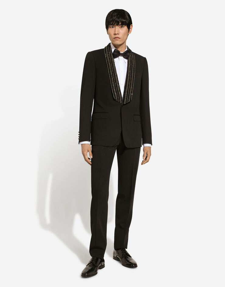 Dolce & Gabbana Однобортный пиджак с вышивкой на шалевом воротнике черный G2TD7ZGH617