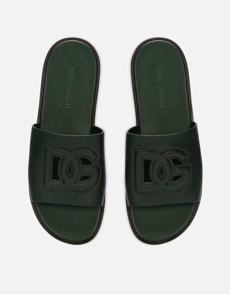 Dolce & Gabbana Deerskin sliders Green A80397A8034