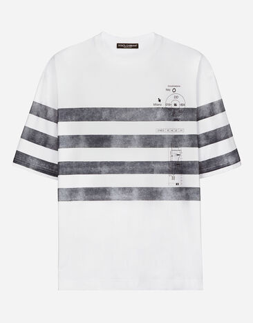 Dolce & Gabbana Short-sleeved Marina-print T-shirt White G8RG0TFU75F