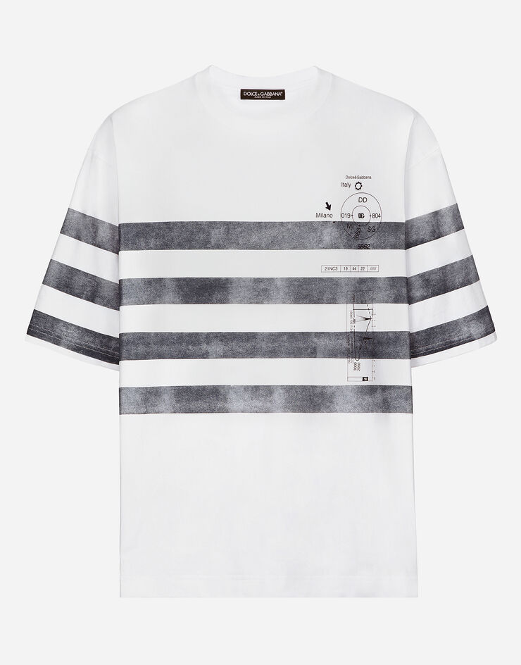 Dolce & Gabbana Short-sleeved Marina-print T-shirt White G8PB8TG7K4Q