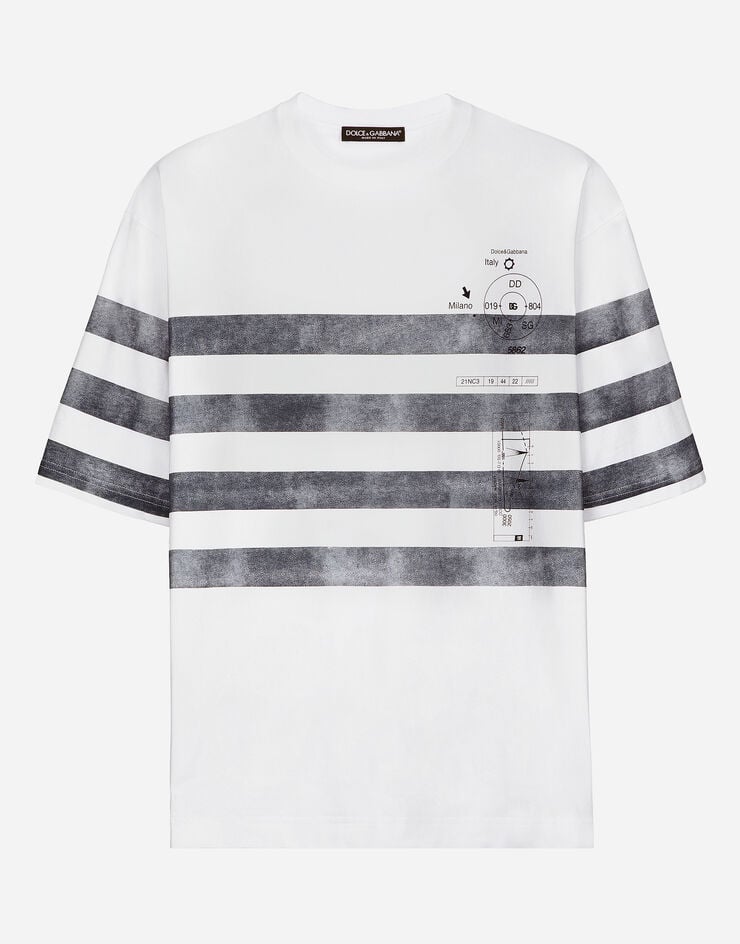 Dolce & Gabbana Short-sleeved Marina-print T-shirt White G8PB8TG7K4Q