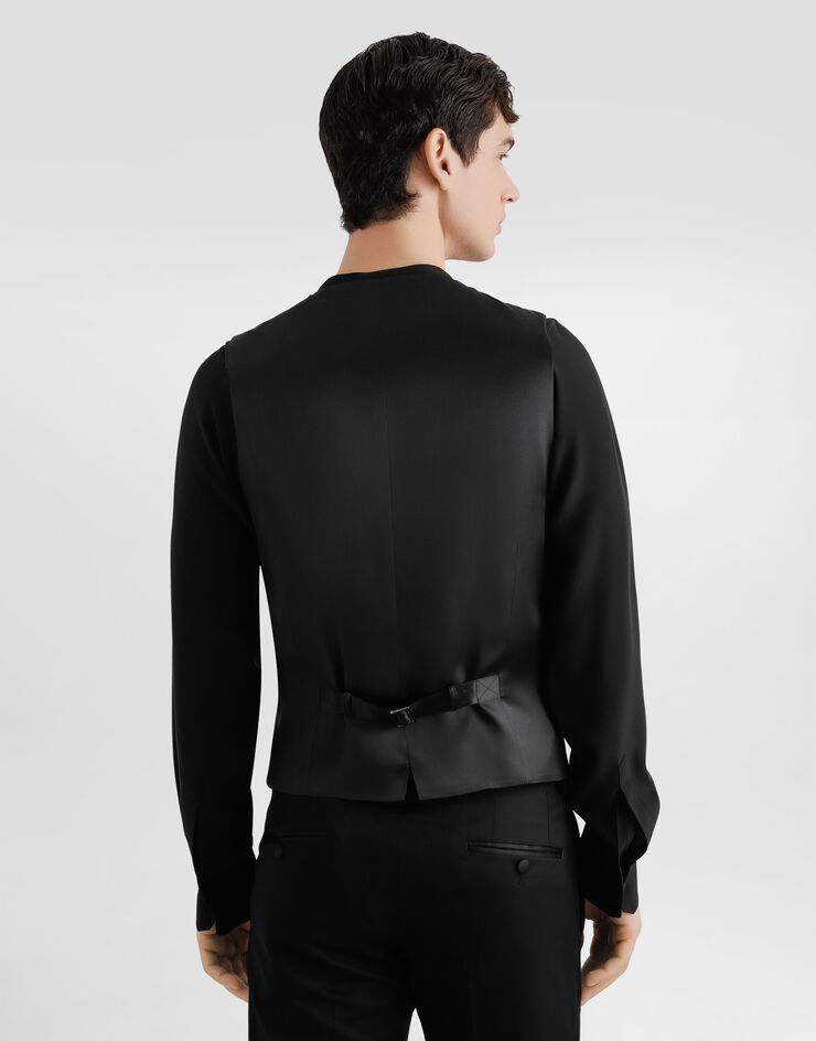 Dolce & Gabbana 3-piece double-breasted wool gabardine suit Black GK03DTFU2VY