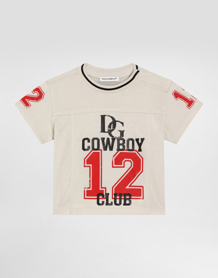 Dolce & Gabbana T-Shirt aus Jersey mit Print Beige L1JTJZG7PUG