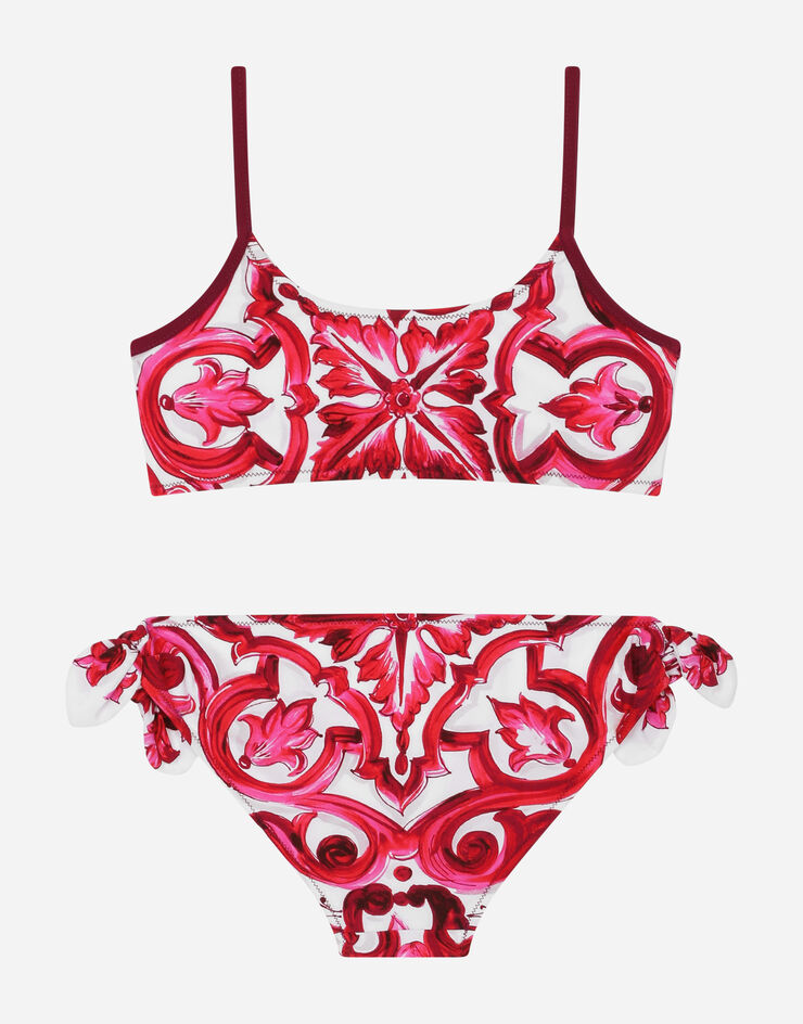 マルチカラーのガールズ Majolica-print bikini | Dolce&Gabbana®