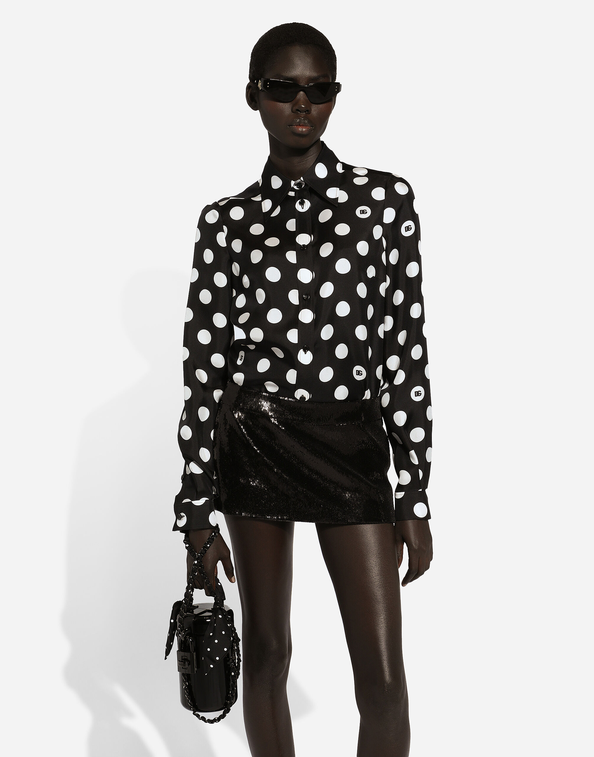 【関税&送料込】Dolce & Gabbana Polka-Dot Print Lycra Strapl Cotton corset top with polka-dot print in Print for Women