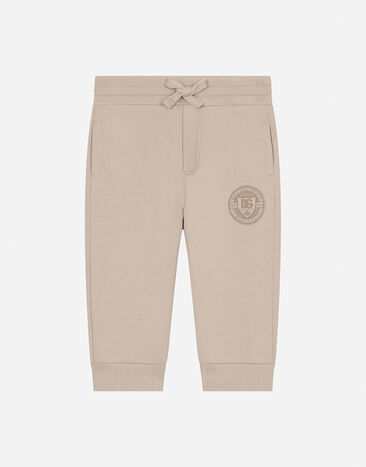 Dolce & Gabbana Jersey jogging pants with DG logo Beige L13Q08FUFJR