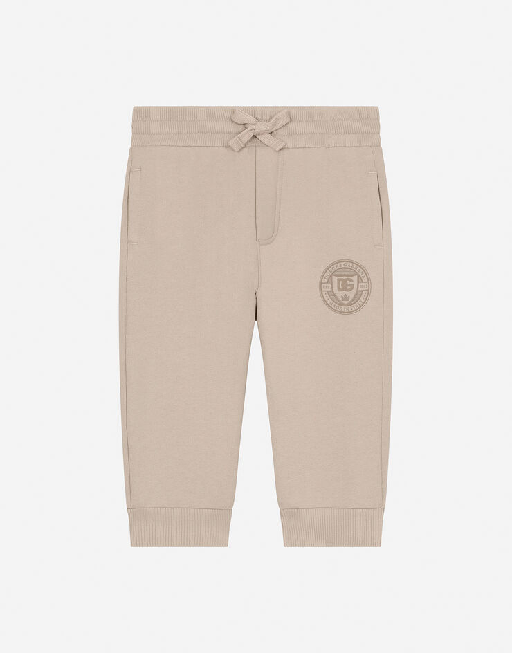 Dolce & Gabbana Pantalón de chándal de punto con logotipo DG Beige L1JPJHG7NXD