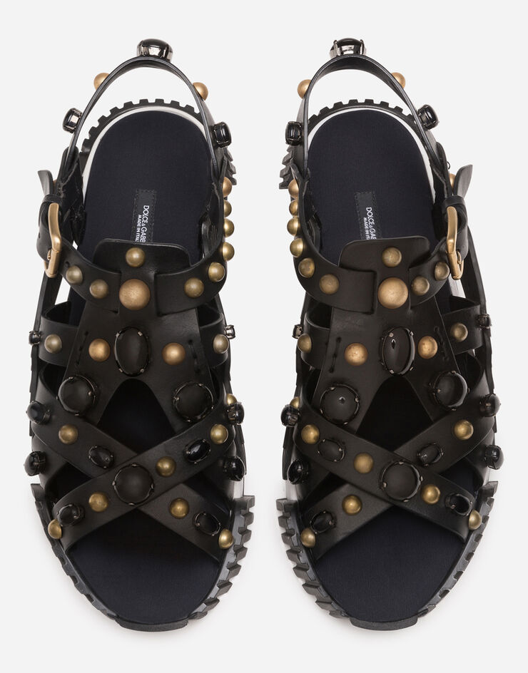 Dolce & Gabbana NS1 sandals in cowhide with stone embroidery Dolce & Gabbana NS1 sandals in cowhide with stone embroidery MULTICOLOR CS1795AX659
